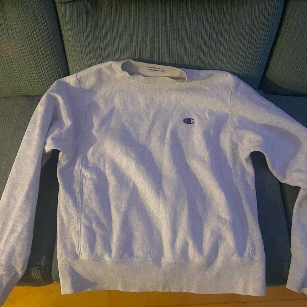 White Champion Reverse Weave Crewneck